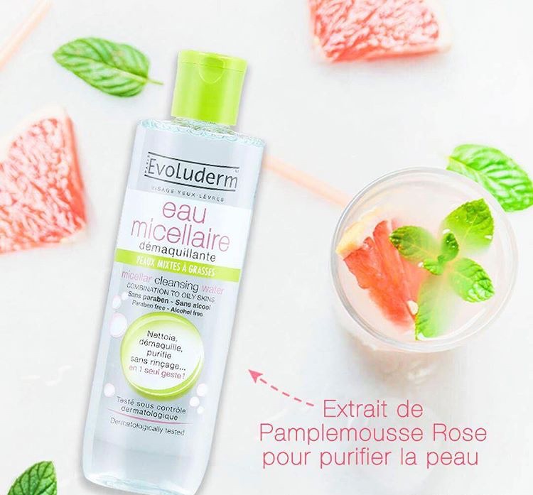 Eau micellaire démaquillante peaux mixtes à grasses de Evoluderm